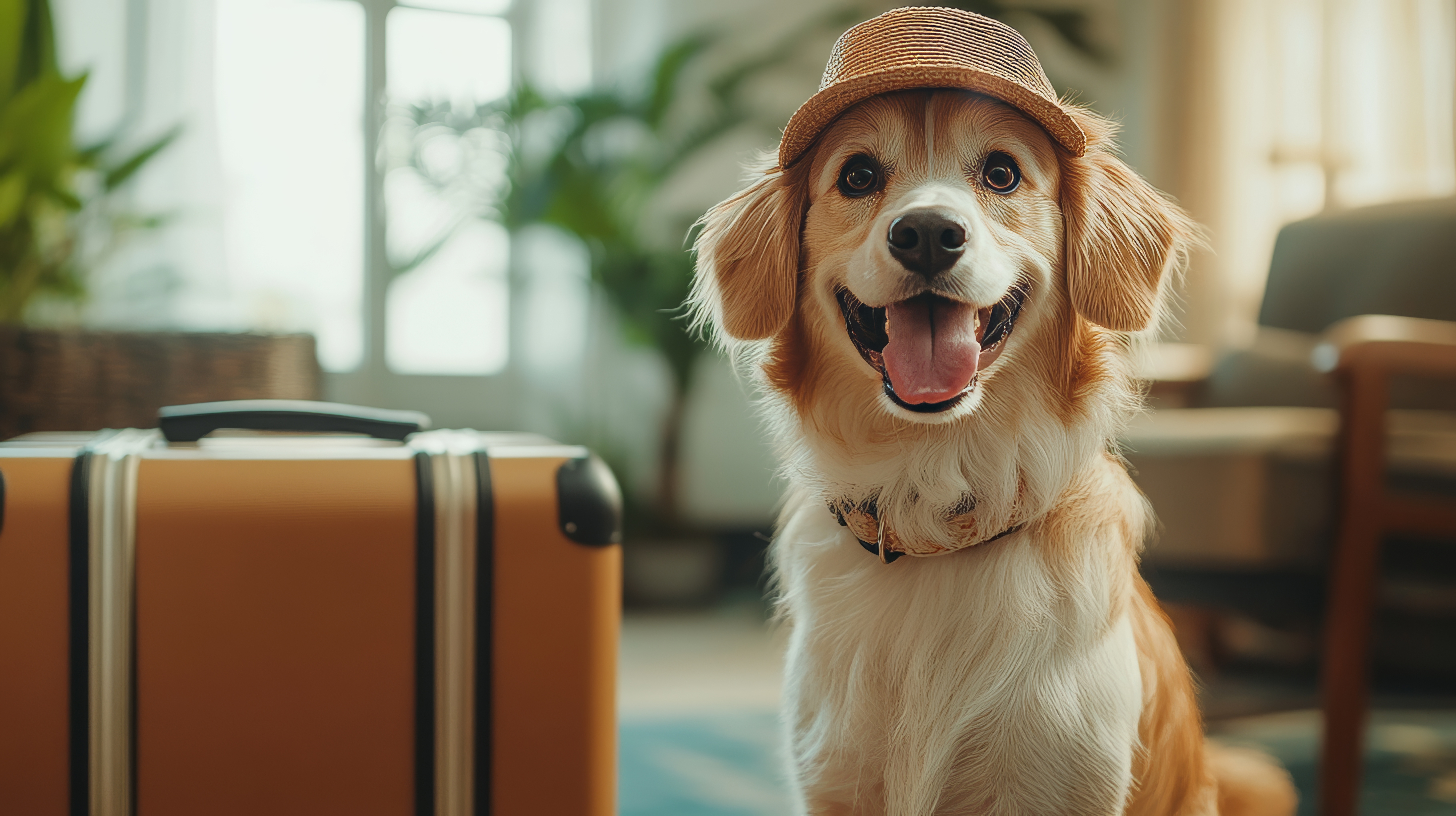 Dog ready for adventure and fun at his vacation